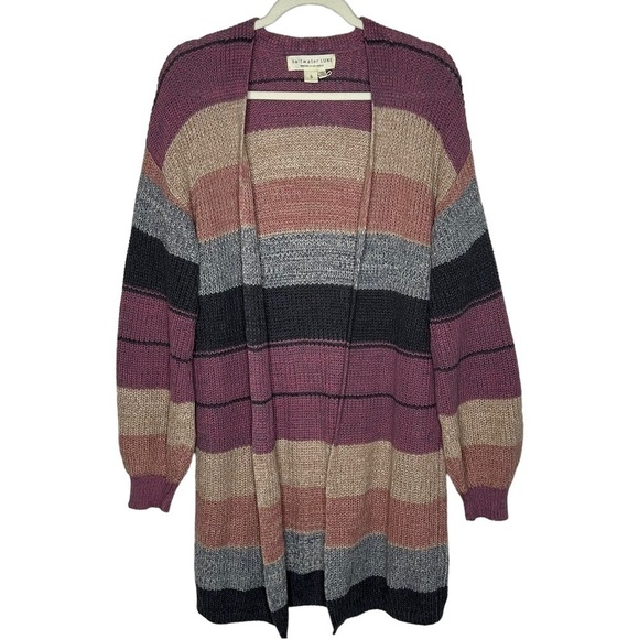 NWOT Saltwater LUXE Striped Knit Open Front Cardigan - Picture 2 of 13